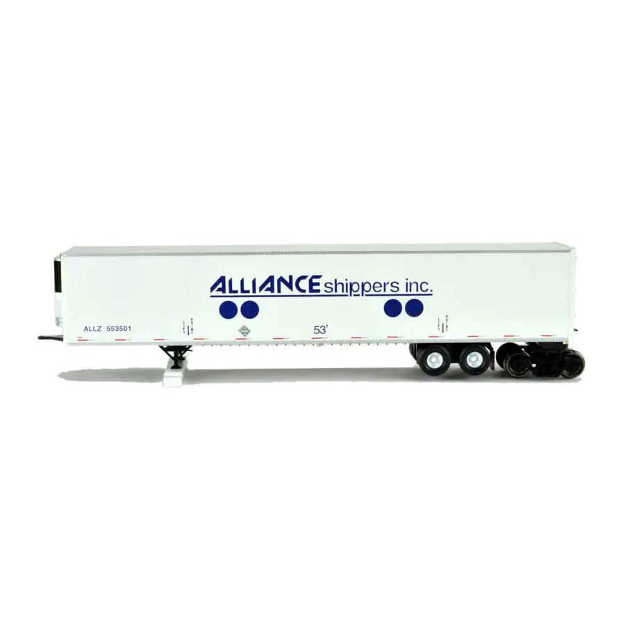 Intermodal rail freight container on flatcar